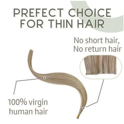 24 inch Genius Weft Double Drawn Thin Invisible Hand Tied Virgin Remy Hair Extensions