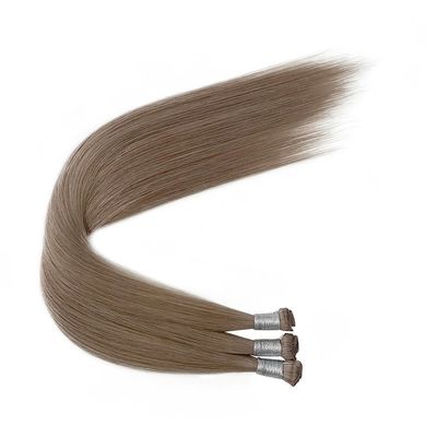 24 inch Brazilian Remy Cuticle Aligned Straight Hair Handtied Weft Extensions Thin Soft