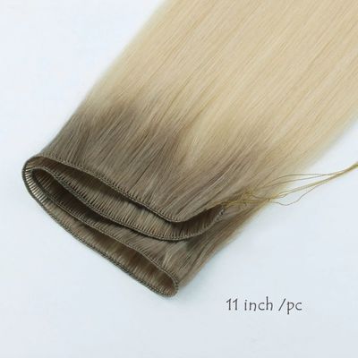 24 inch Brazilian Remy Cuticle Aligned Straight Hair Handtied Weft Extensions Thin Soft