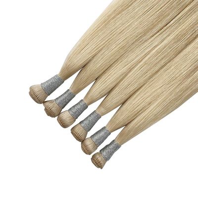 Hand Tied Weft 12A Double Drawn Human Hair Handtied Weft Extension Thick End Russian