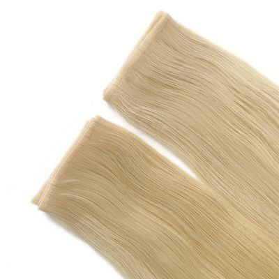 Double Drawn Blonde Color Skin PU Flat Weft Human Hair Extension for Straight Style