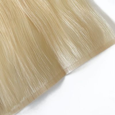 Double Drawn Blonde Color Skin PU Flat Weft Human Hair Extension for Straight Style