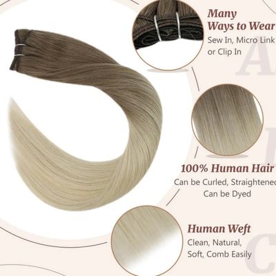 European Double Drawn Hair Weft Russian Double Weft Remy Ponytail Human Weft 100g/pack