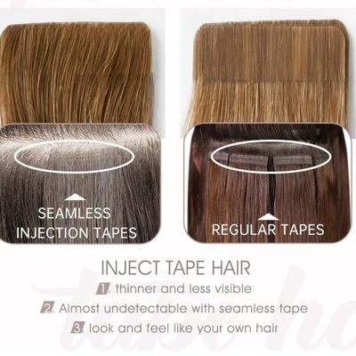 Human Hair Seamless PU Skin Weft Injected Tape in Invisible Tape Hair Extensions