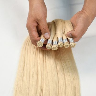 Double Drawn Blonde Genius Weft Human Hair Extensions No Tangle 30-Day Return Refunds