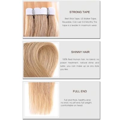 12A Grade Virgin Mini Tape in Real Human Hair Extensions Micro Tape Hair for Extensions