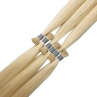 US 100% Russian I Tip Human Hair Extensions Double Drawn with Italian Beads Tip Glue
