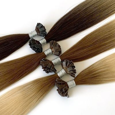 Double Drawn Human Hair Flat Tip Keratin Extensions 100% Healthy Virgin Remy Hair