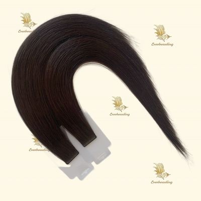Dark Brown Color Double Drawn Slim Tape Extensions with Cuticle Aligned European Hair