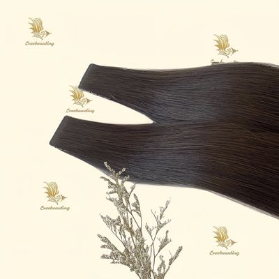Dark Brown Color Double Drawn Slim Tape Extensions with Cuticle Aligned European Hair
