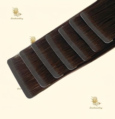 Dark Brown Color Double Drawn Slim Tape Extensions with Cuticle Aligned European Hair