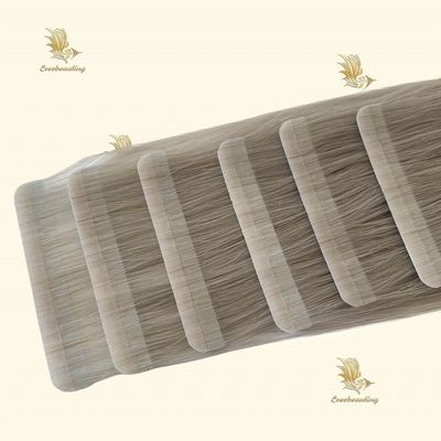 Real Remy Human Hair Reusable Tape in Hair Extensions Ash Platinum Blonde Stick Type