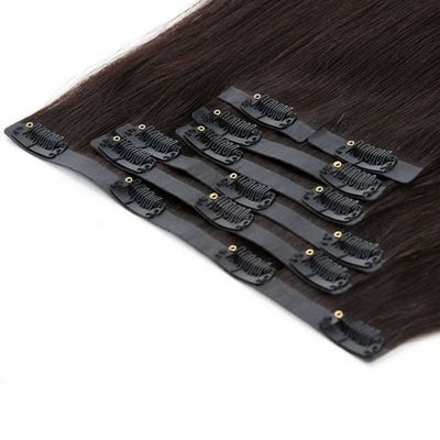 Human Hair Real European Clip in Hair Extensions Double Drawn Remy Hair Colored