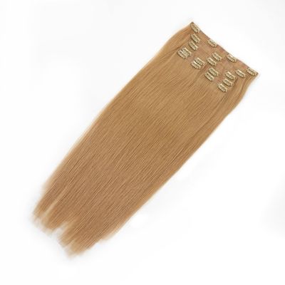 Thick End Invisible PU Raw Blonde Seamless Clip in Hair Extensions Customized Request