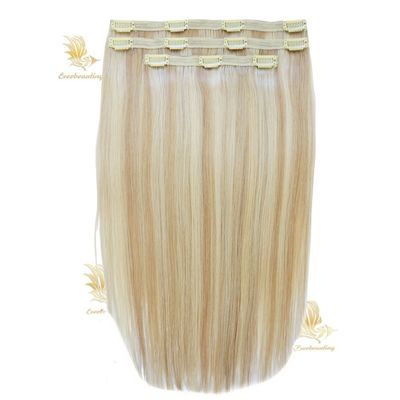Straight Muti-Color Double Drawn Virgin Russian Human Hair Thinnest Seamless Clip in Hair Extensions