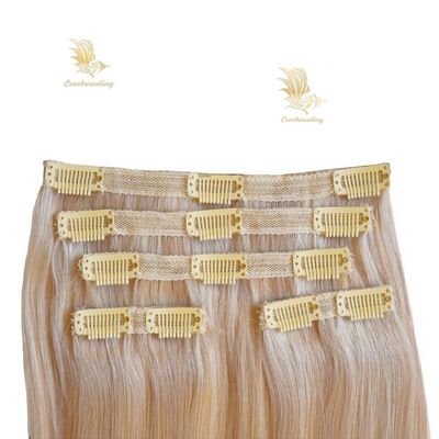 Straight Muti-Color Double Drawn Virgin Russian Human Hair Thinnest Seamless Clip in Hair Extensions