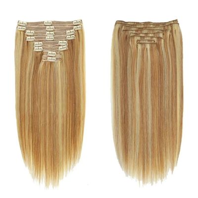 Straight Muti-Color Double Drawn Virgin Russian Human Hair Thinnest Seamless Clip in Hair Extensions