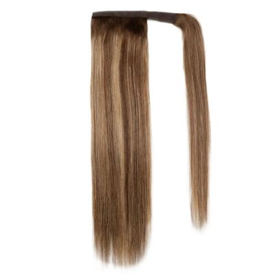 Human Hair Clip in Ponytail Extensions with No Shedding Long Straight Wrap Around