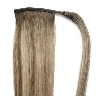 Human Hair Clip in Ponytail Extensions with No Shedding Long Straight Wrap Around