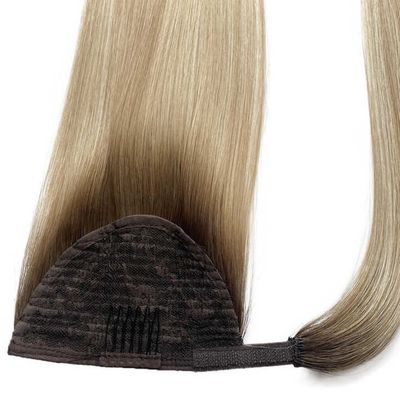 US Customized Human Hair Ponytail Long Straight Hair Piece with Wrap Around Design