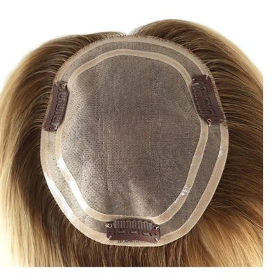 16 Inch Russian European Hair Blonde Highlight Women Mono Topper with Initial Payment
