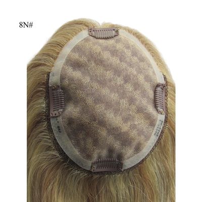 16 inch Mono Topper Hand Tied Monofilament Human Hair Piece with Low Shipping Cost