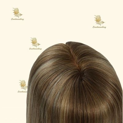 Muti-Color Silk Top Human Hair Topper with Bangs Length 16 inch