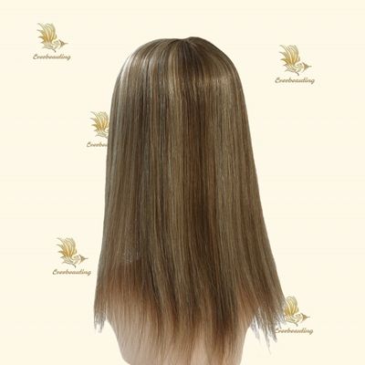 Muti-Color Silk Top Human Hair Topper with Bangs Length 16 inch